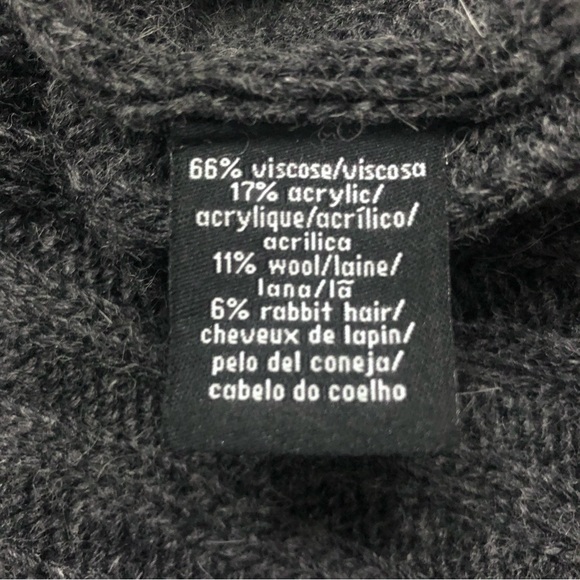 Calvin Klein Charcoal Gray Wide Sleeve Cowl Neck Angora Wool Sweater Size L - Picture 10 of 12